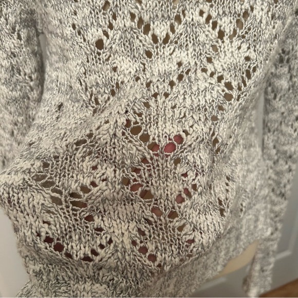 Belldini Light Gray Open Weave Scoop Neck Sweater - Picture 3 of 4
